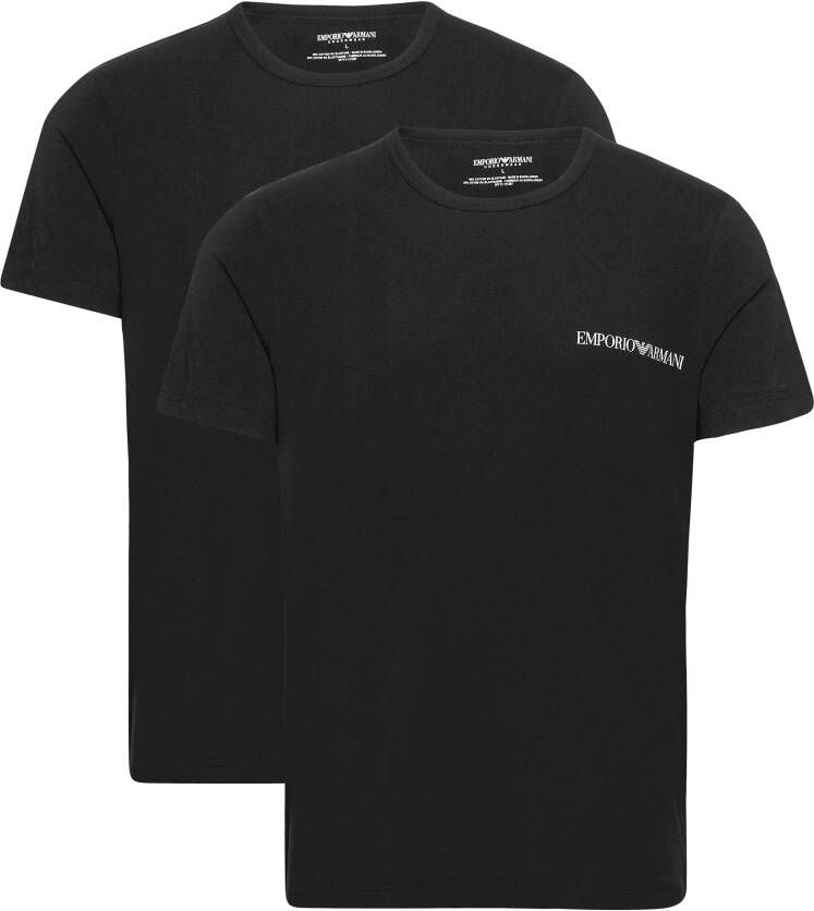 Emporio Armani Set van Stretch Katoenen T-shirts Klassieke pasvorm Black Heren