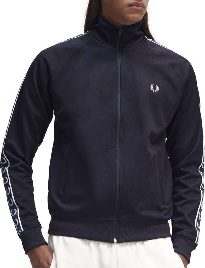 Fred Perry Taped Track Jacket Carbon Donkerblaw Blauw Heren