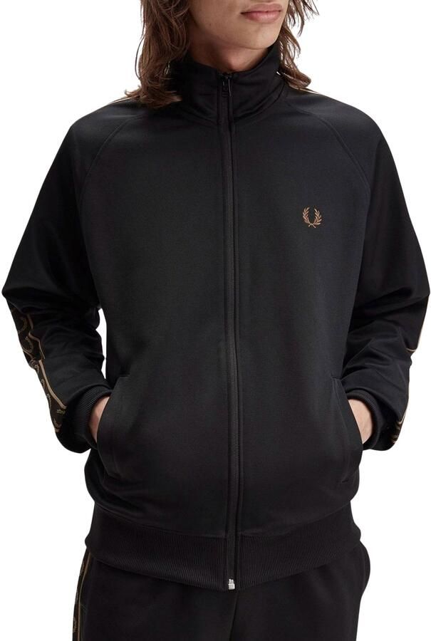 Fred Perry Zwarte Contrasterende Tape Trainingsjack Black Heren