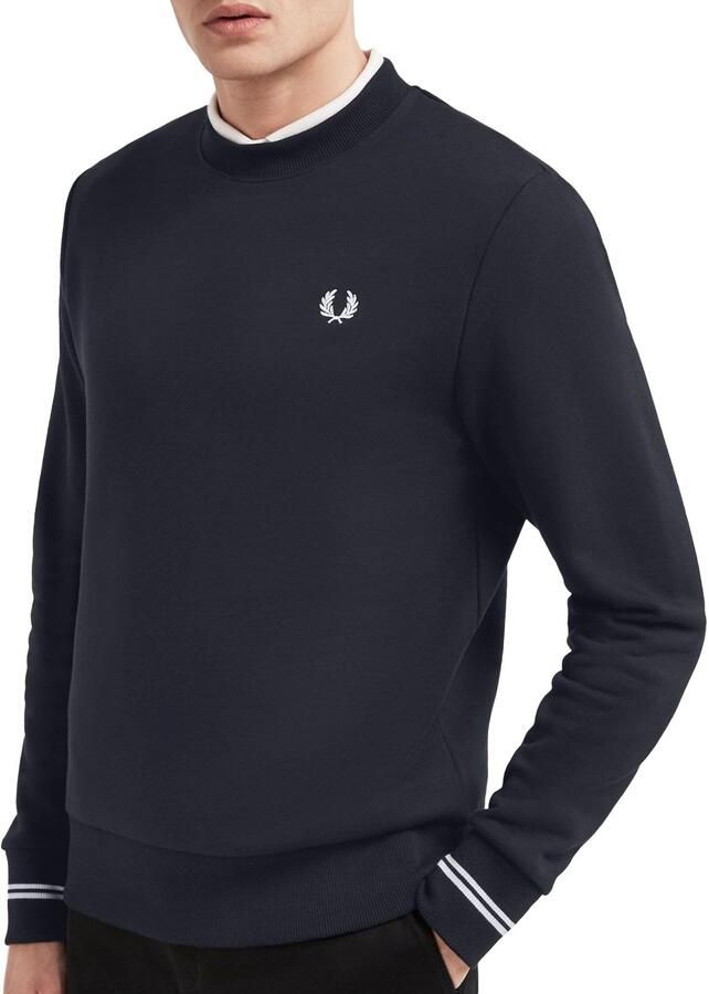 Fred Perry Heren Katoenen Sweatshirt met Geribbelde Afwerkingen Blue Heren - Foto 6