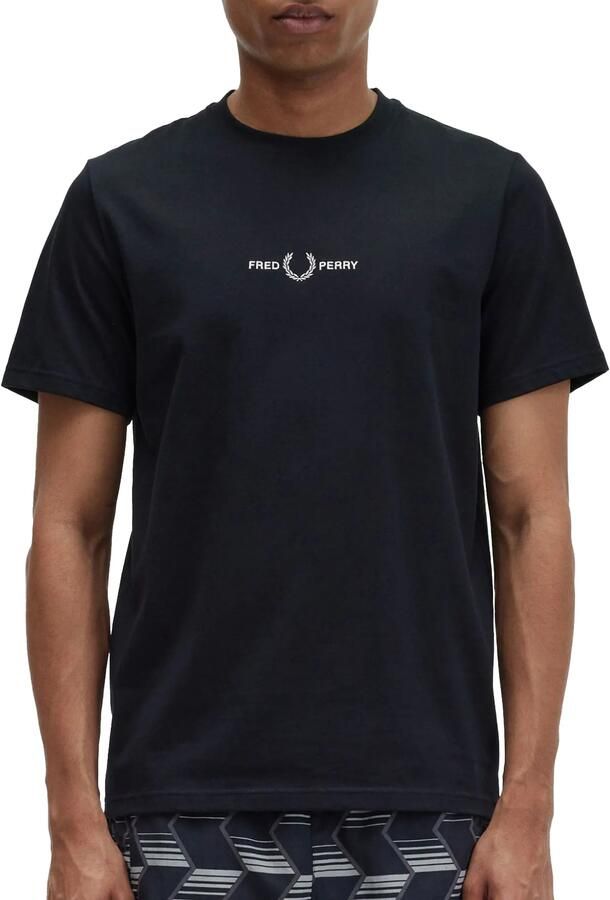 Fred Perry Authentiek klein geborduurd logo T-shirt Zwart Heren
