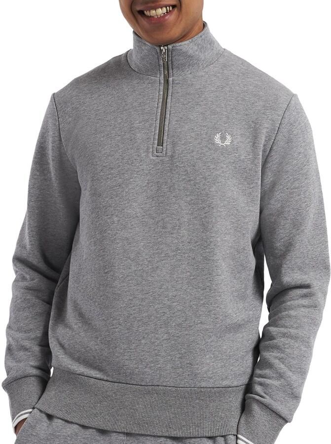 FRED PERRY Heren Truien & Vesten Half Zip Sweatshirt Lichtgrijs