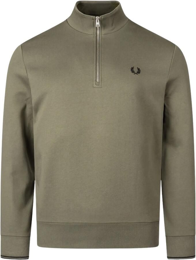 Fred Perry Sweaters Half Zip Trui Donkergroen Z50