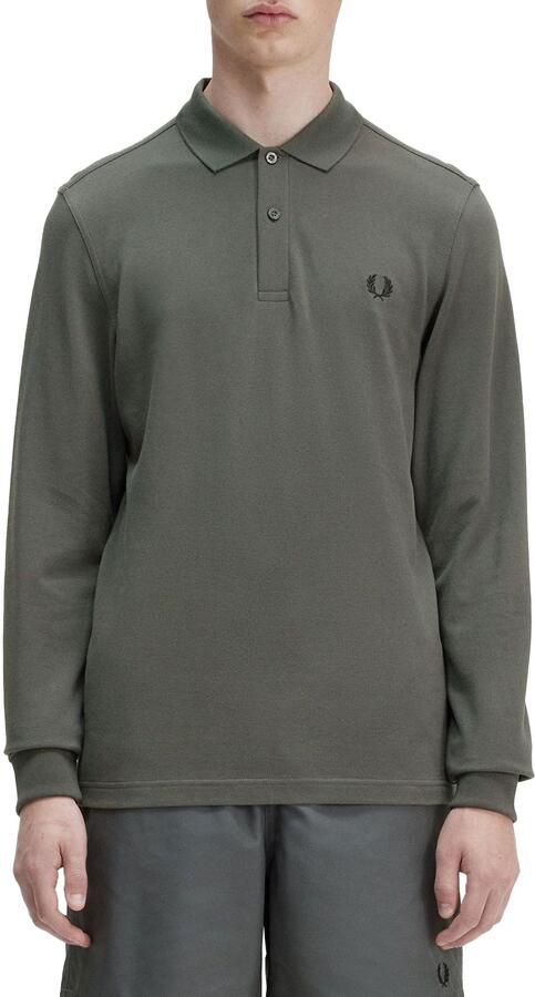 FRED PERRY Heren Polo's & T-shirts Long Sleeve Plain Shirt Olijf