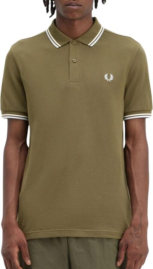 Fred Perry Twin Tipped Short Sleeve Polo Shirt Heren Green