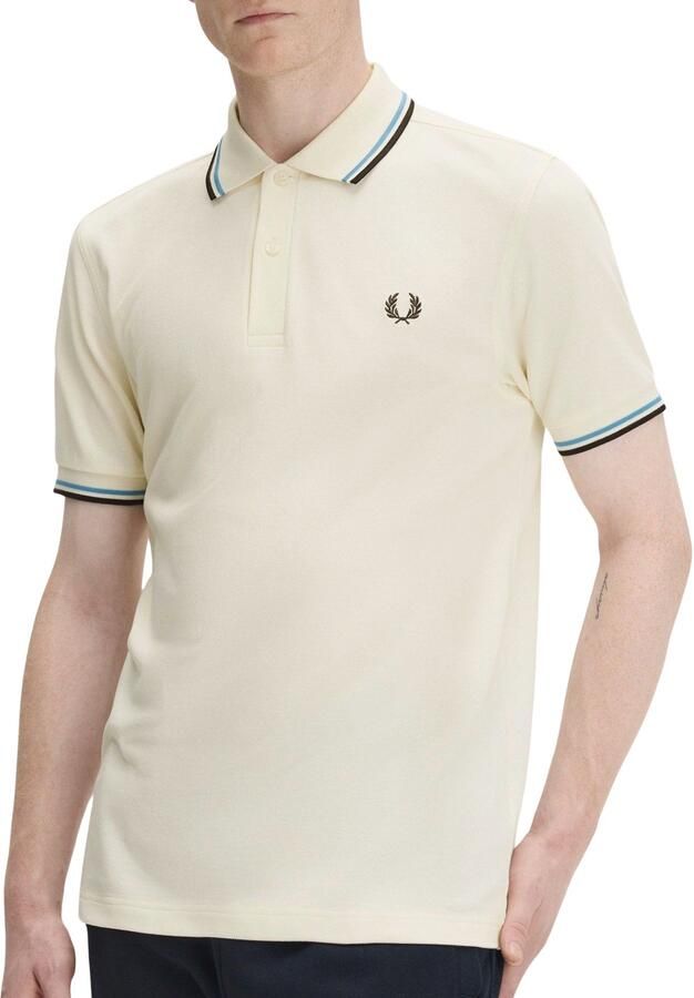 Fred Perry Twin Tipped Short Sleeve Polo Shirt Heren Ecru- Heren Ecru