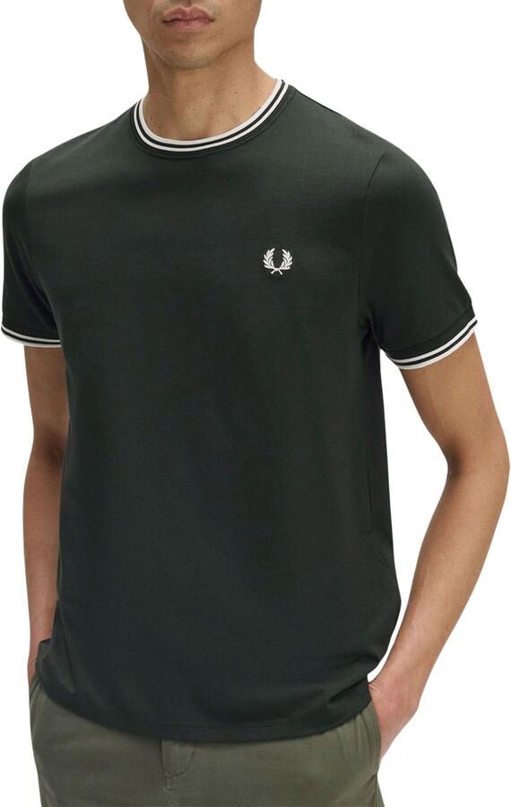 Fred Perry T-shirt Korte Mouw Twin Tipped T-Shirt Night Green Snow White