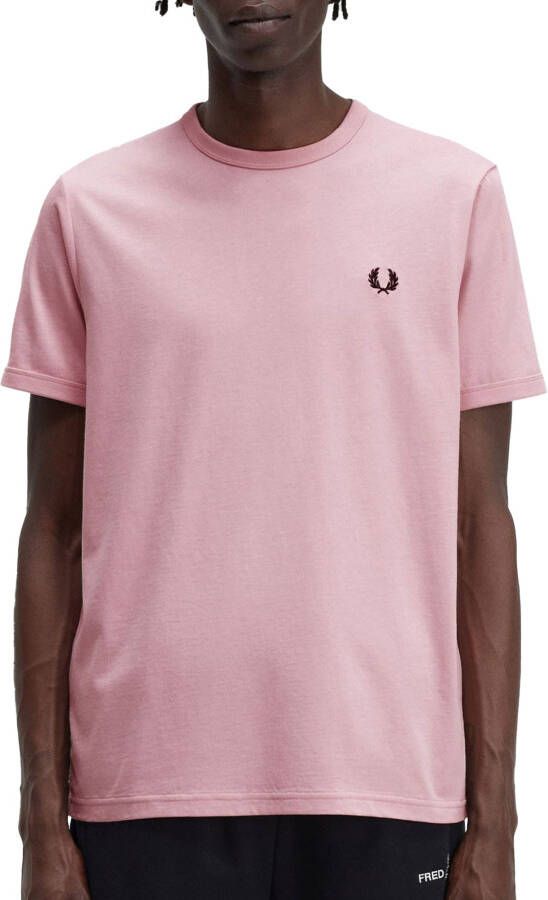 Fred Perry Heren Ringer T-shirt met Contrasterende Ribboorden Roze Heren