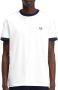 Fred Perry Wit Gestreept Schouder Geborduurd T-shirt White Heren - Thumbnail 1