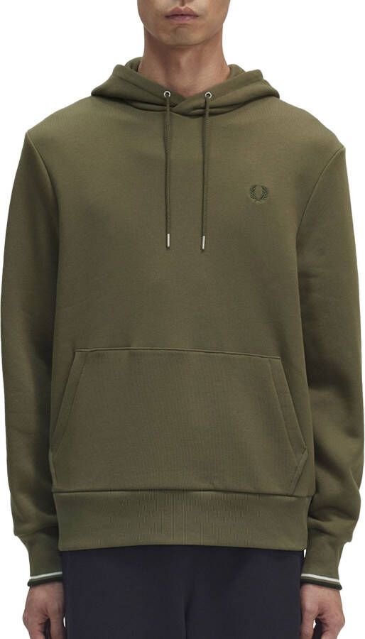 Fred Perry Overhead Tipped Hoodie Green- Heren Green