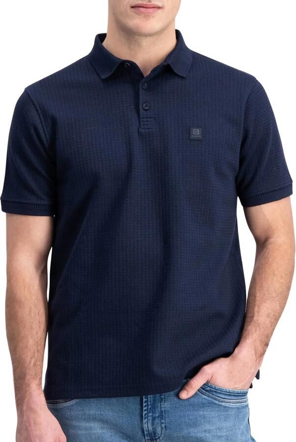 GABBIANO regular polo donkerblauw gebreid - Foto 3
