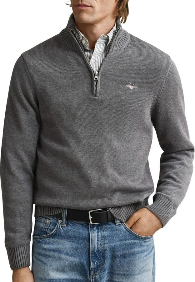 Gant Schipperstrui CASUAL COTTON HALFZIP met geborduurd grafisch logo op de borst - Foto 6