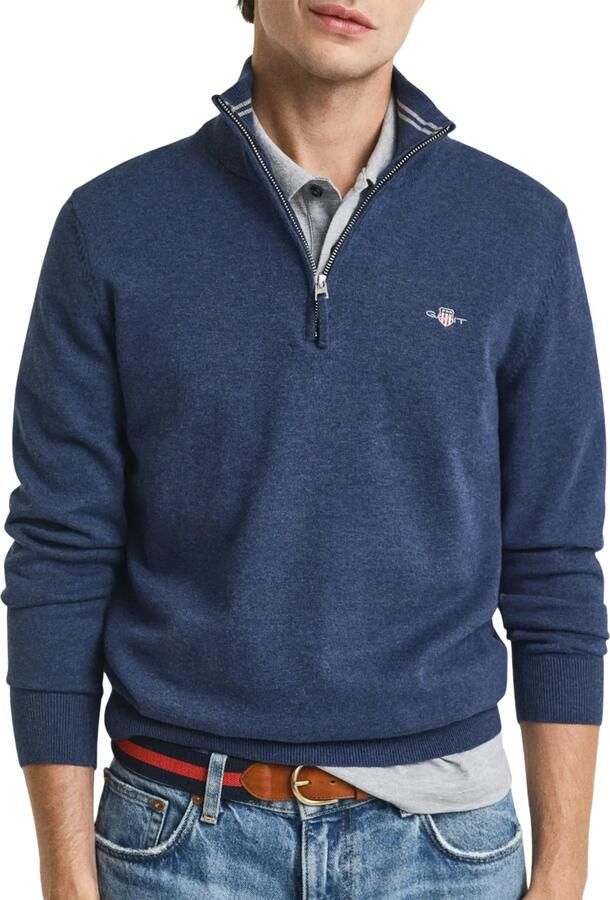 Gant Trui Klassiek gebreid katoen met halve rits