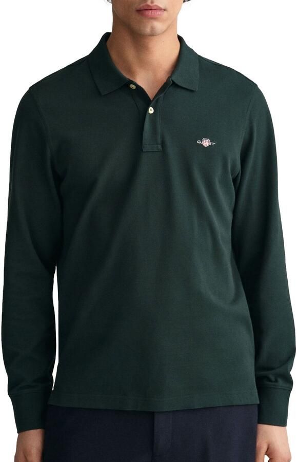 Gant Poloshirt REG SHIELD LS PIQUE RUGGER met logoborduursel op de borst - Foto 2