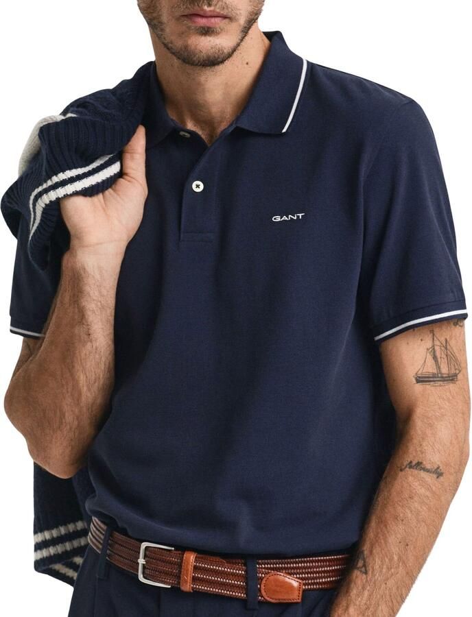 Gant Poloshirt REG CONTRAST PIQUE SS RUGGER met contrastkleurige inzetten - Foto 13