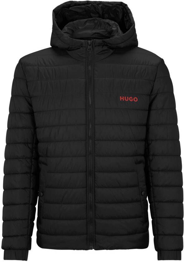 Hugo Boss Zwarte effen hoodie met ritssluiting Black Heren