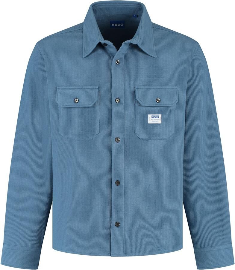 Hugo Blue Oversized vrijetijdsoverhemd in wafellook model 'EKYNONE'
