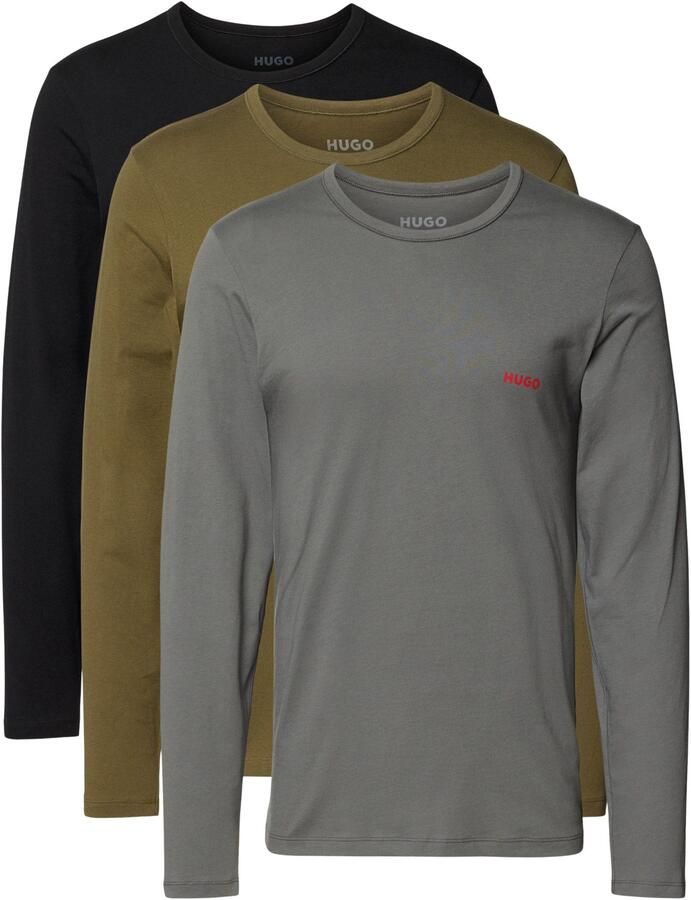 HUGO Regular fit shirt met lange mouwen van puur katoen in een set van 3 stuks - Foto 4