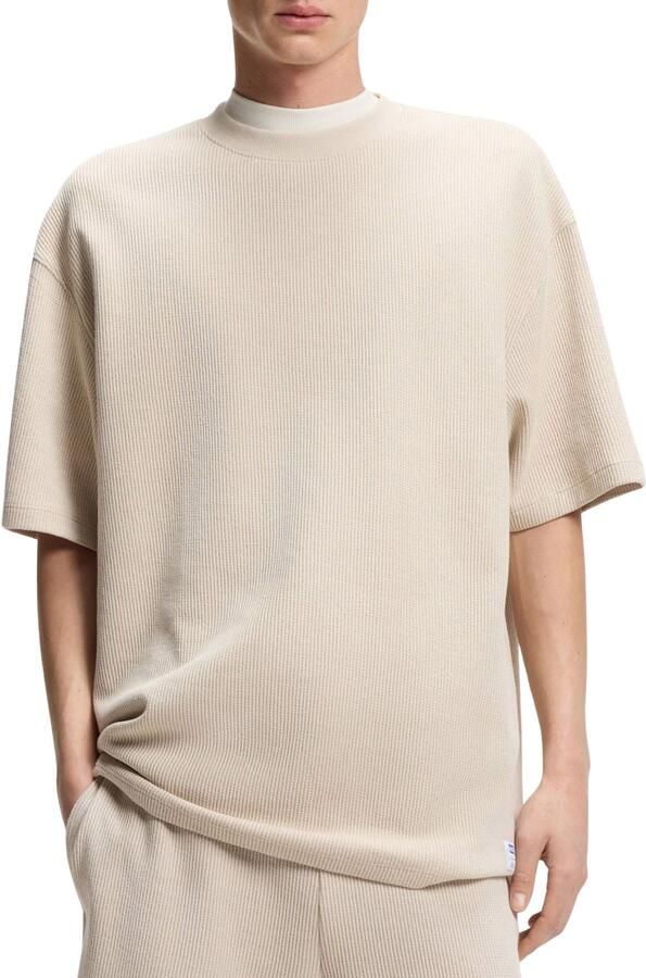HUGO Blue relaxed fit T-shirt van katoenmix model 'NUWAFFLE' - Foto 3