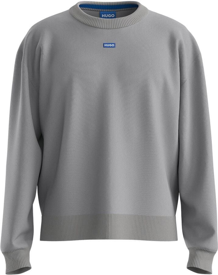 Hugo Blue Regular fit gebreide pullover van katoenmix model 'SAN CASEY'
