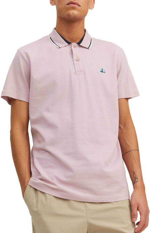 Jack & jones Gestreept Logo Polo Shirt Pink Heren