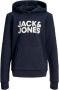 Jack & jones JUNIOR hoodie JJECORP met logo donkerblauw wit Sweater Logo 128 - Thumbnail 2