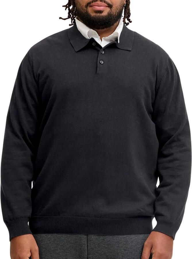 JACK & JONES PLUS SIZE katoenen regular fit gebreide trui zwart - Foto 4
