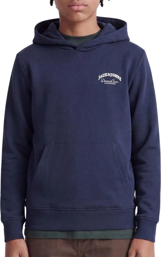 JACK & JONES JUNIOR rechtvallende hoodie met backprint donkerblauw - Foto 4