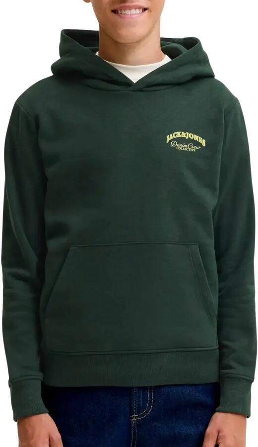 JACK & JONES JUNIOR rechtvallende hoodie met backprint donkergroen - Foto 3