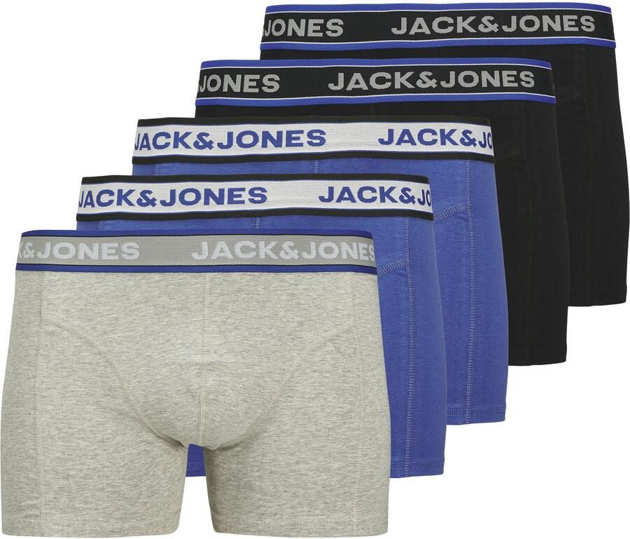 JACK & JONES JUNIOR boxershort set van 5 blauw zwart grijs melange