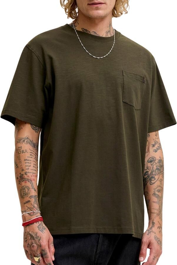 JACK & JONES ESSENTIALS relaxed fit gemêleerd T-shirt donkergroen - Foto 3