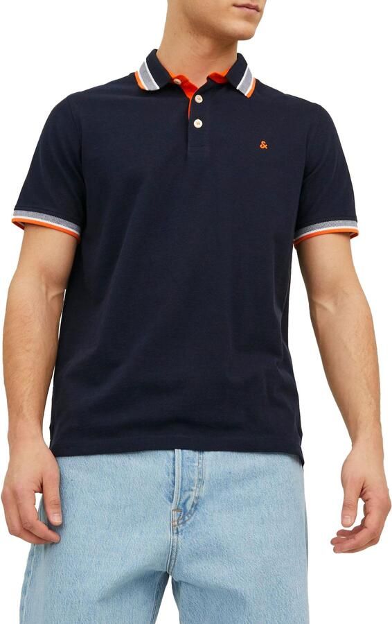 JACK & JONES ESSENTIALS slim fit polo JJEPAULOS donkerblauw - Foto 4