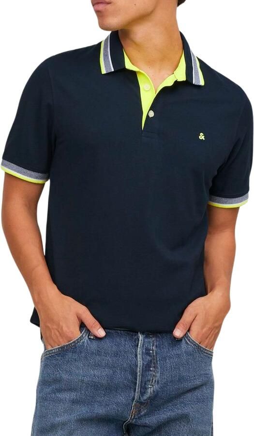 JACK & JONES ESSENTIALS slim fit polo JJEPAULOS van katoen dark navy - Foto 3