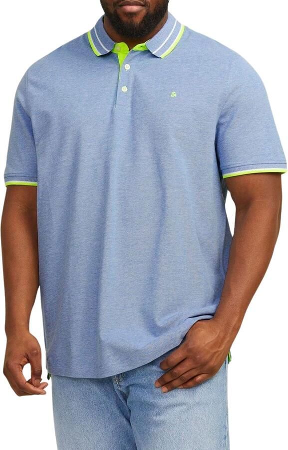 JACK & JONES PLUS SIZE regular fit polo met contrastbies Plus Size lichtblauw - Foto 5