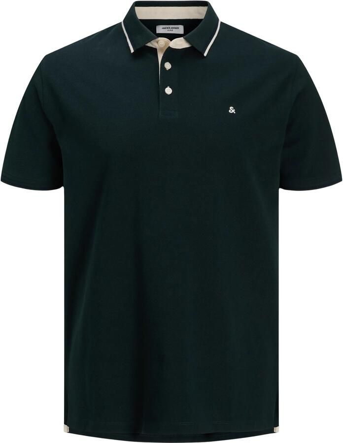 JACK & JONES PLUS SIZE regular fit piqué polo donkergroen - Foto 3
