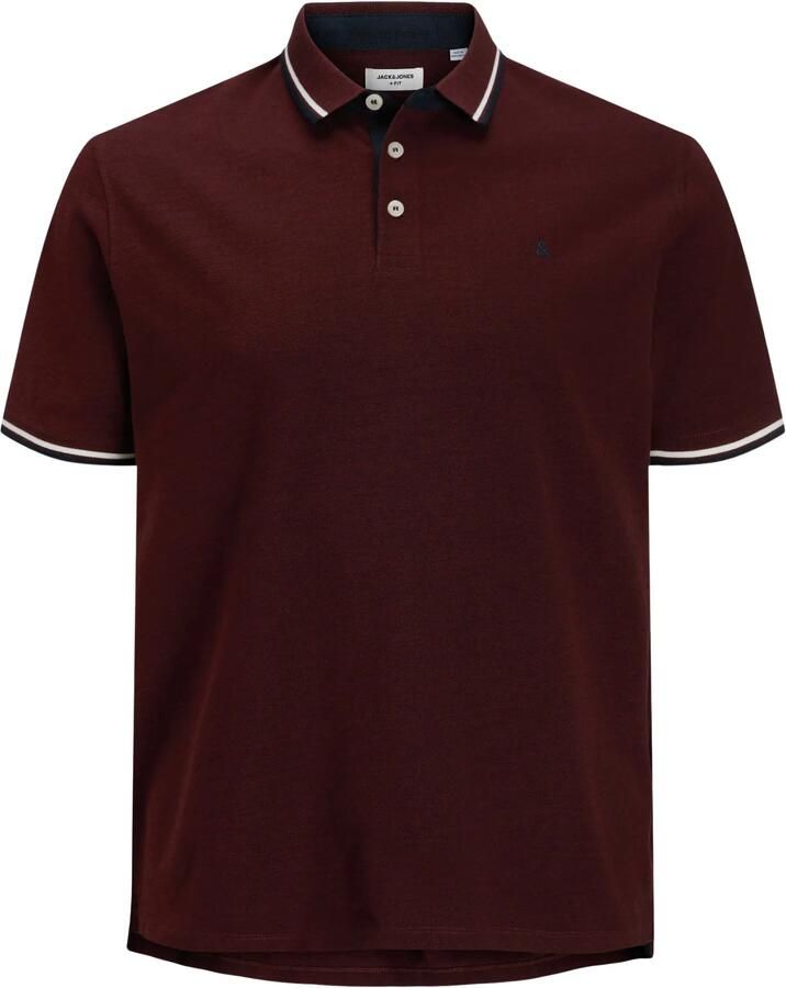 JACK & JONES PLUS SIZE regular fit piqué polo donkerrood - Foto 4