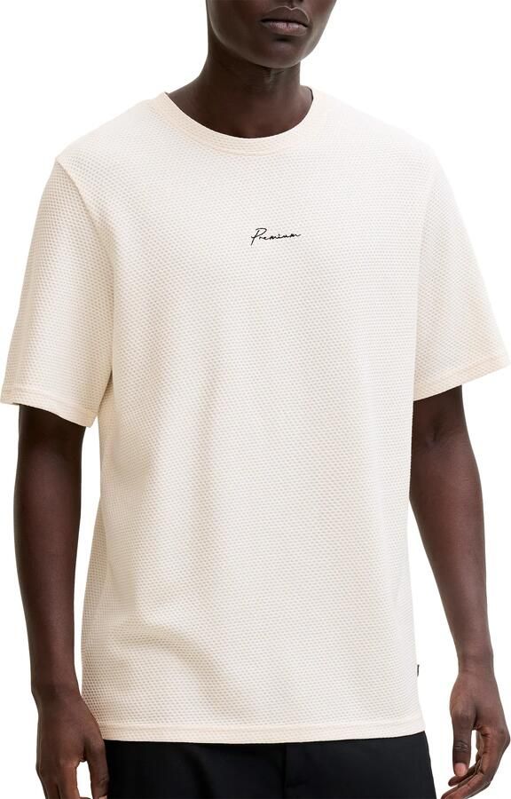 JACK & JONES PREMIUM regular T-shirt met textuur ecru - Foto 4