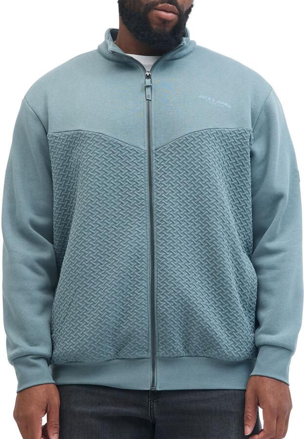 JACK & JONES PLUS SIZE sweatvest met textuur blauw - Foto 3