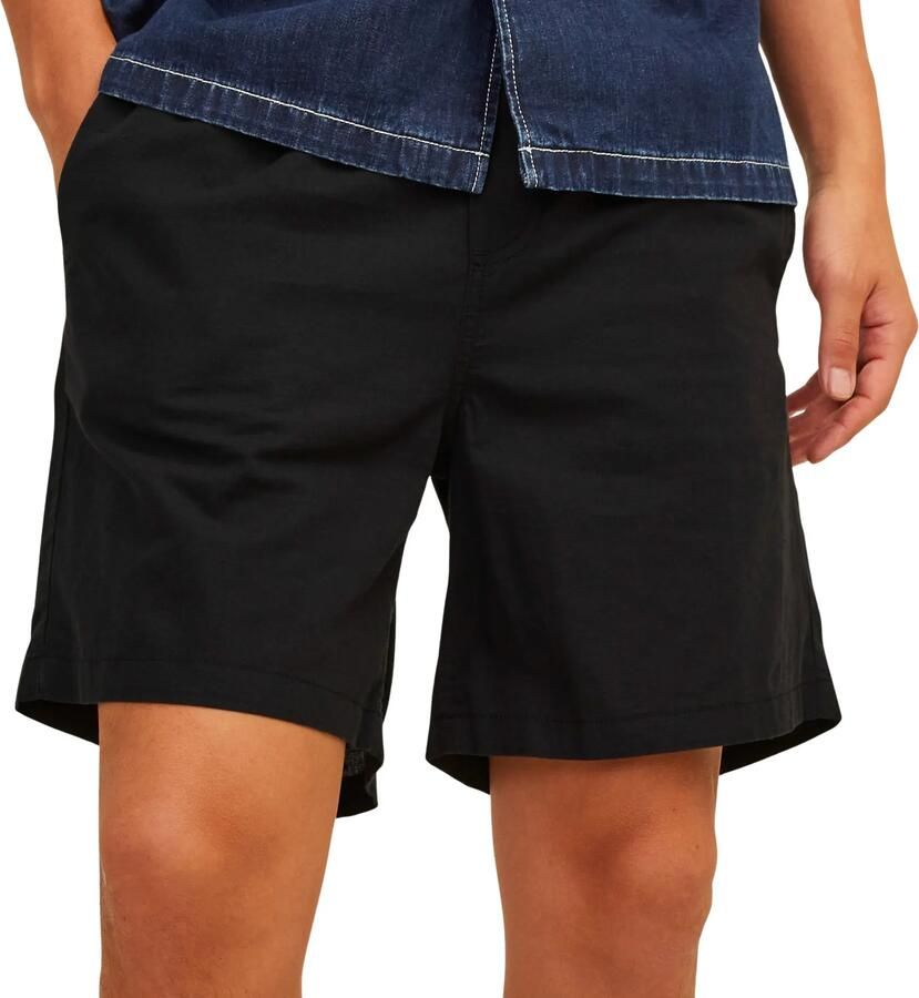 JACK & JONES PANTS STUDIO linnen regular casual short JPSTJAIDEN zwart - Foto 2