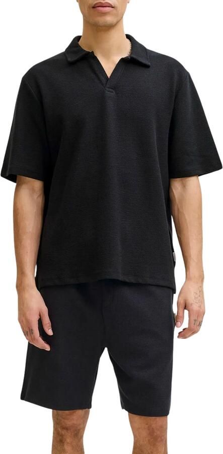 JACK & JONES ORIGINALS relaxed polo en short met textuur zwart - Foto 4