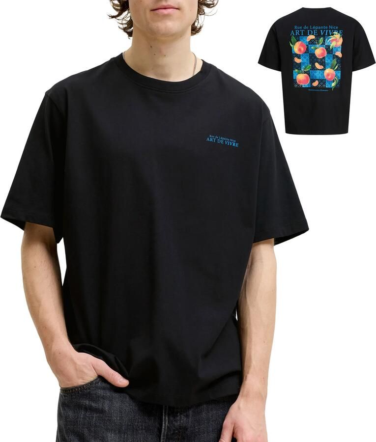 JACK & JONES relaxed T-shirt met backprint zwart - Foto 4