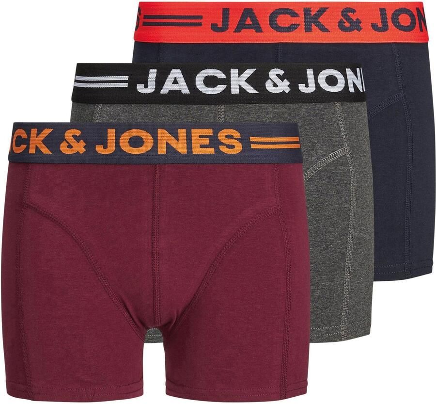 Jack & jones JUNIOR boxershort JACLICHFIELD set van 3 antraciet rood zwart Grijs Jongens Stretchkatoen 152 - Foto 4