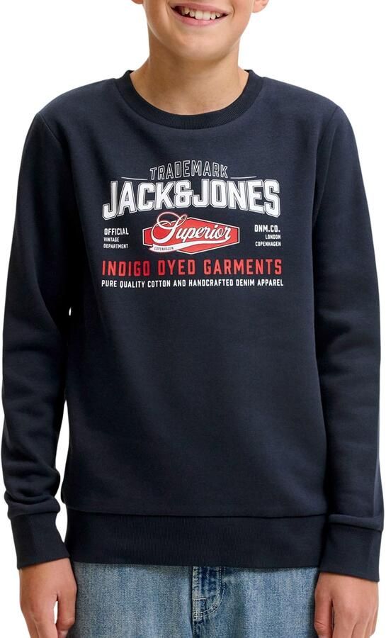 JACK & JONES JUNIOR sweater met logo donkerblauw - Foto 4