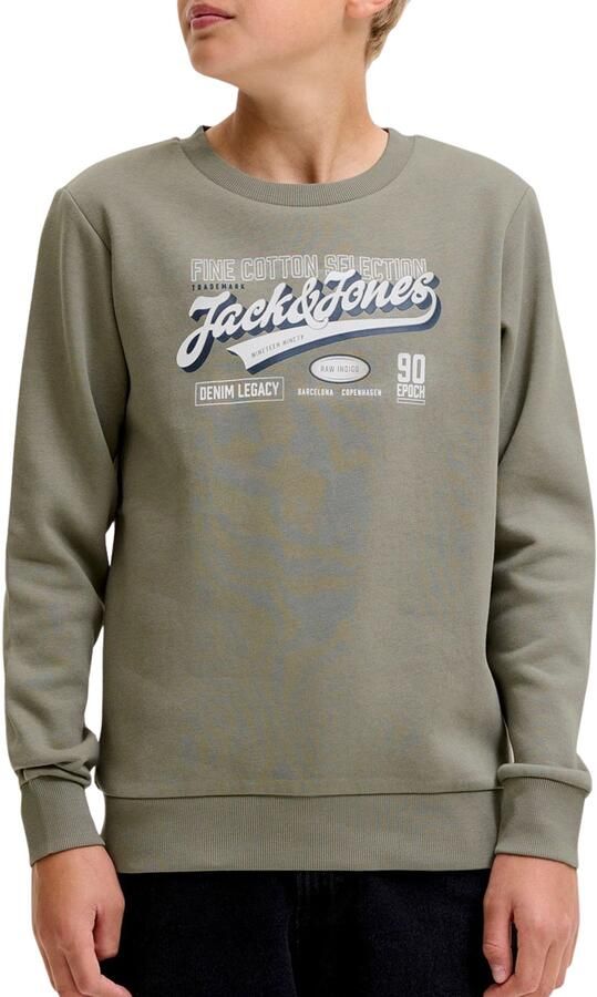 JACK & JONES JUNIOR sweater met logo grijsgroen - Foto 4