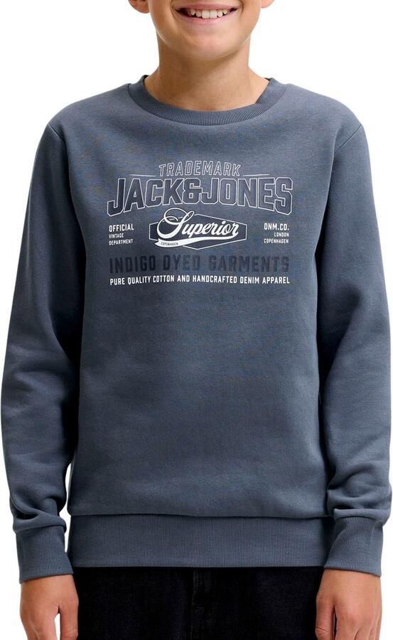 JACK & JONES JUNIOR sweater met logo grijsblauw - Foto 3