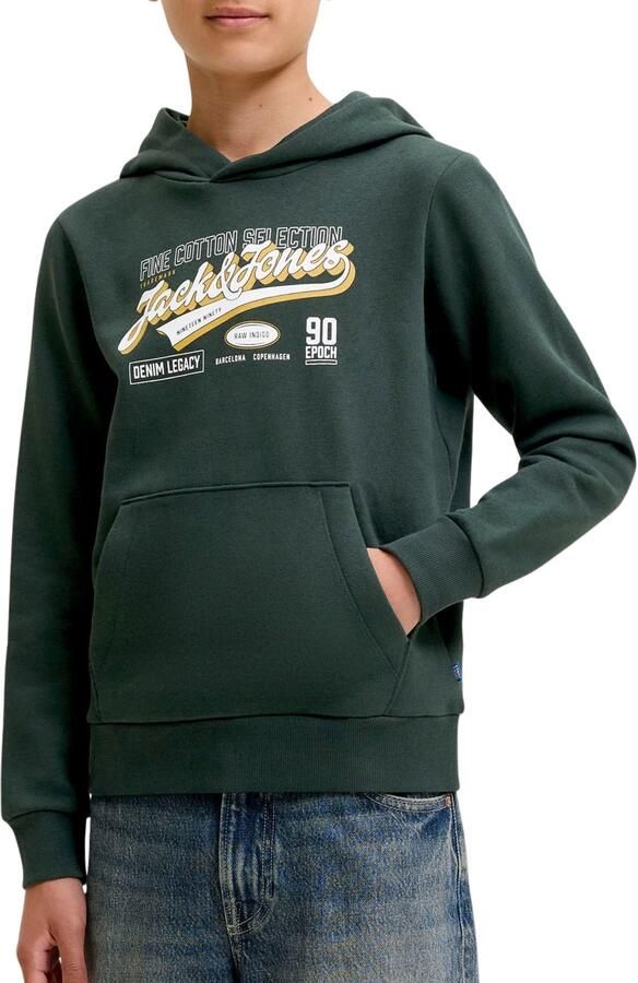 JACK & JONES JUNIOR sweat sweater met logo donkergroen - Foto 3