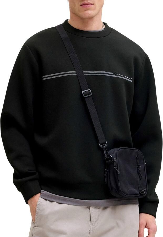 JACK & JONES CORE relaxed fit sweater met print zwart - Foto 4