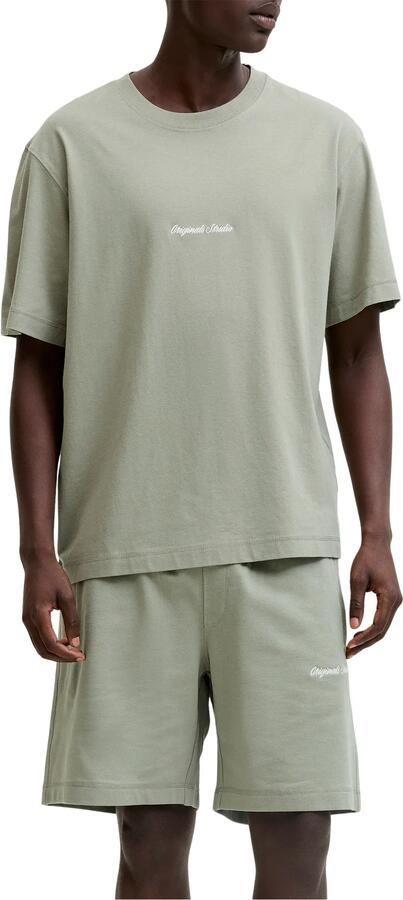 JACK & JONES ORIGINALS relaxed T-shirt en sweatshort lichtgroen (set van 2) - Foto 3