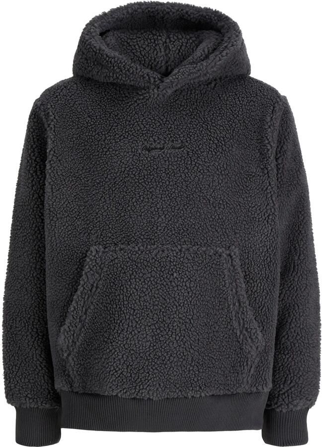 JACK & JONES JUNIOR teddy sweater met tekst antraciet Grijs Tekst - Foto 4