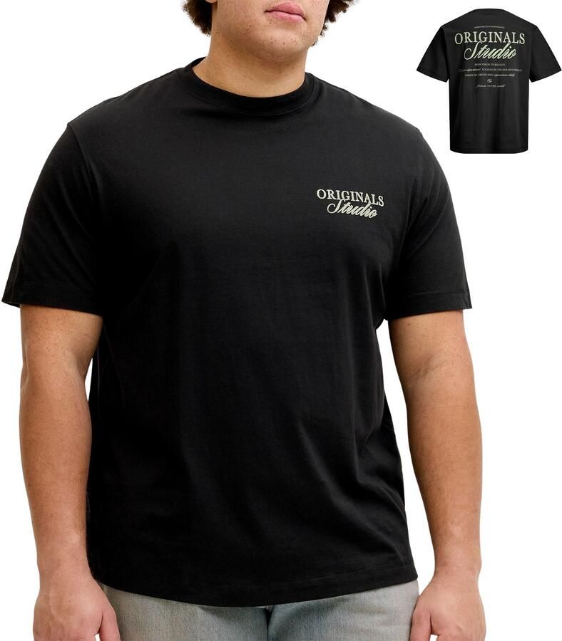 JACK & JONES PLUS SIZE regular T-shirt met backprint Plus Size zwart - Foto 4